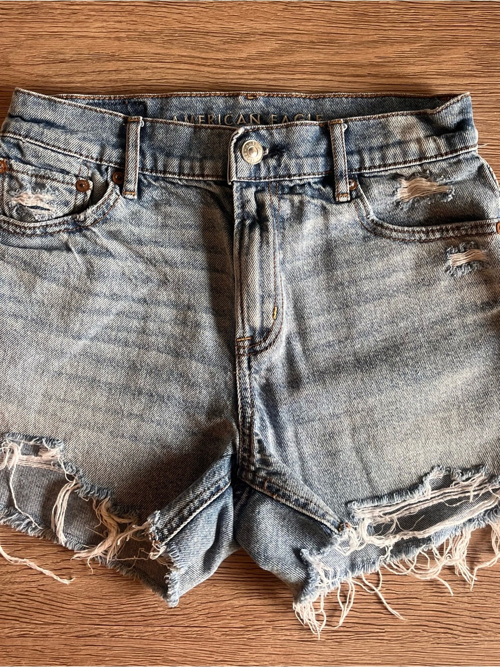 American Eagle Outfitters Light Blue Distressed Denim Cutoff Shorts